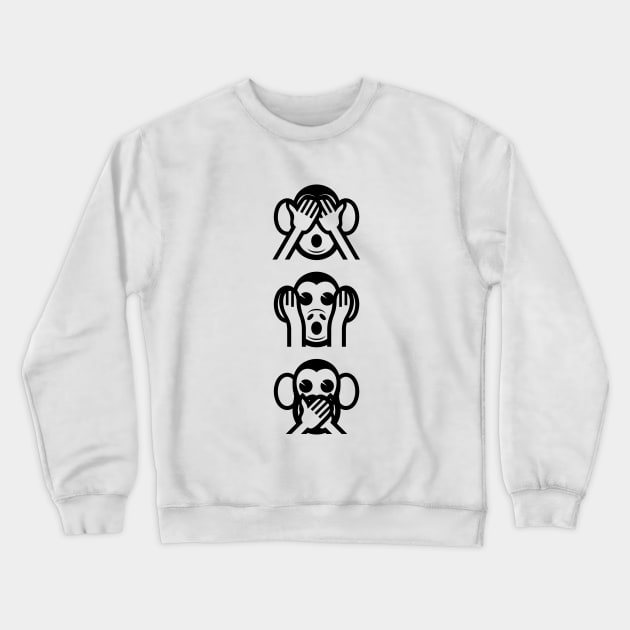 3 Wise Monkeys Emoji Crewneck Sweatshirt by tinybiscuits